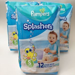 Pampers Splashers Disposable Swim Pants Diapers Small 13-24 lb 12ct Lot of 3 Pks